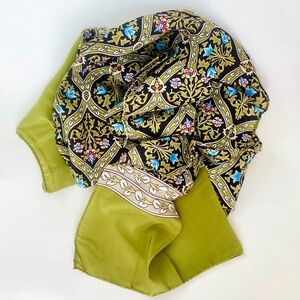 MMA William Morris 16"x60" Scarf Wrap Stole 100% Silk Made In Italy Early 2000s